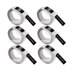6PK Compatible pour Dymo 521209 Etiqueter Blanc sur Noir Ruban de gaufrage 3D - Zdjęcie 1 z 5