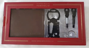 Perry Ellis Portfolio Men's Brown Bifold Wallet with Three Keychain Tools - Picture 1 of 6