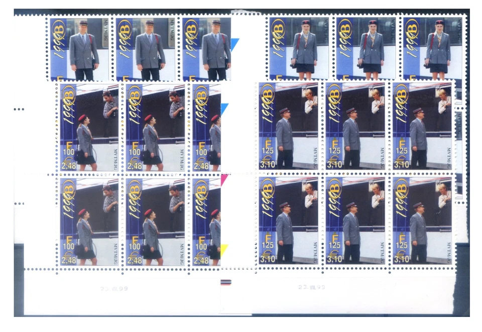 Belgium. Rail parcels. 1999 uniformed staff. Blocks of 6. - Image 1 of 1
