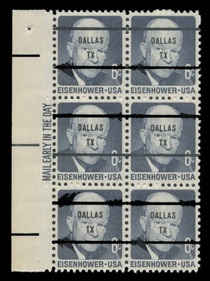 USA Scott #1393c 6c EISENHOWER, BEP PRECANCEL, MINT, N.H., MAIL EARLY BLOCK - Image 1 of 2