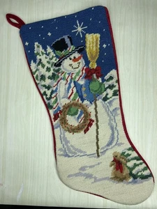 "Muñeco de nieve vintage punta de aguja Navidad media conejo corona estrella 17"" muy bueno" - Imagen 1 de 5