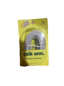 ONN NEW 25FT FOOT TELEPHONE PHONE EXTENSION CORD CABLE LINE WIRE WHITE - Picture 1 of 3