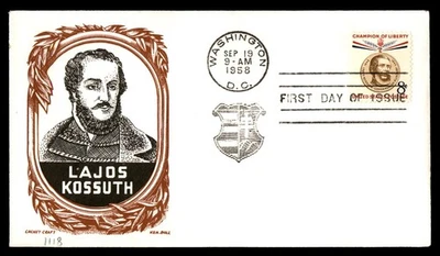Mayfairstamps US FDC 1958 Lajos Kossuth First Day Cover aau_77461 - Image 1 of 2