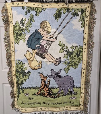 Manta Tejida Clásica Pooh Vintage / Colgante de Pared 44" X 35" ¡Muy Limpia! 👀 Foto 1 de 4
