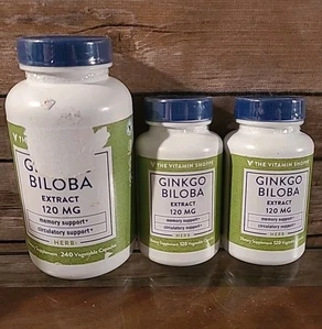 Vitamin Shoppe Gingko Biloba Leaf Extract 120mg, Brain Healthy Terpenes Lot X 3 - Picture 1 of 5