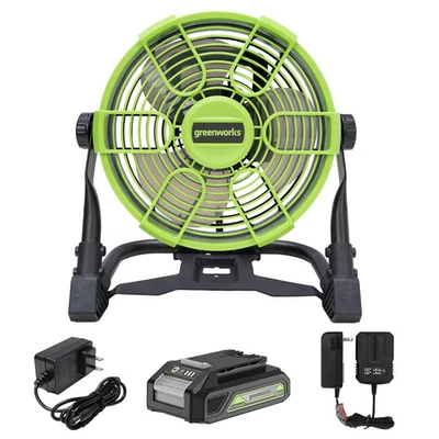 Greenworks Powerall Kit de Ventilador de Caja Híbrido Inalámbrico de 10" con Batería de 2.0Ah y Foto 1 de 4