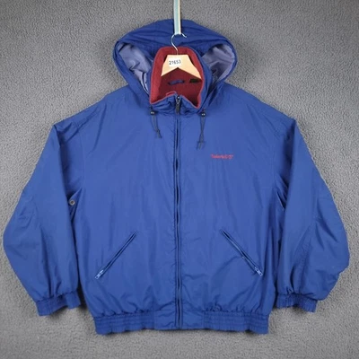 Vintage TIMBERLAND Jacket Mens XL Blue Windbreaker Bomber Fleece Lined 90s - Image 1 of 4