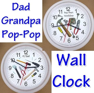 Papá Pop-Pop Abuelo RELOJ Herramientas Taller Padre Abuelo Handyman NUEVO - Imagen 1 de 17