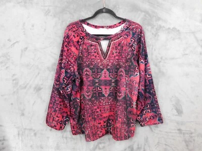 Camisa Boho Soft Surroundings Mujer Grande Rosa Terciopelo Cuentas Otomana Foto 1 de 4