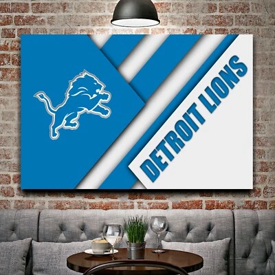 Impresión artística de decoración del hogar del equipo de fútbol americano de los Detroit Lions de la NFL EXTRA GRANDE 66" x 44" Foto 1 de 4