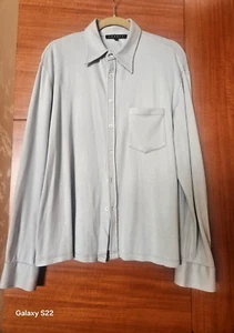 New Theory Front Buttons hellgraues Herren Strickhemd 70% Seide/30% Baumwolle, Gr. M - Bild 1 von 9