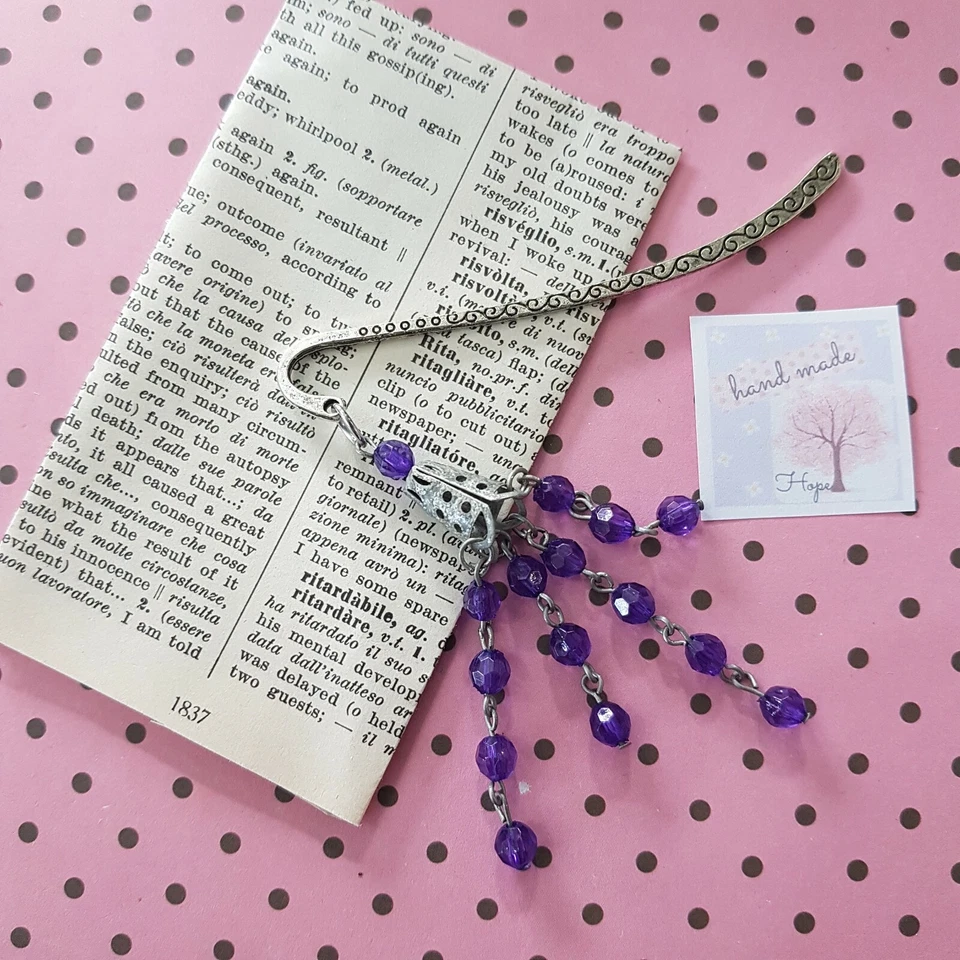  Hope Infinity Segnalibro in argento tibetano perline VIOLA hand made idearegalo - Immagine 1 di 1