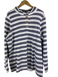 D&Co Active 1x Sweat Shirt Oberteil QVC neu ohne Etikett blau weiß gestreift lang oder 3/4 Arm - Bild 1 von 7