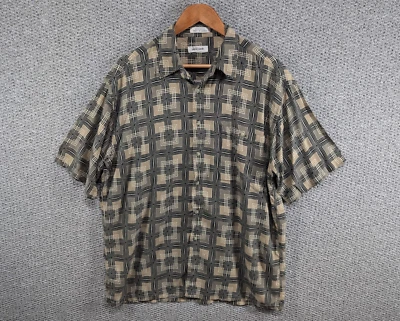 Pierre Cardin Vintage 90's Men's Funky Geometric Print Rayon Button Shirt XL - Image 1 of 4