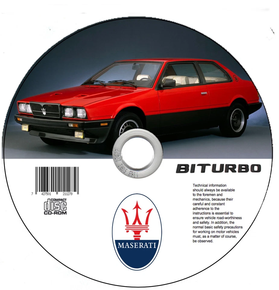 Maserati Biturbo 1982-1988 manuale officina e catalogo dei ricambi su cd - Immagine 1 di 4