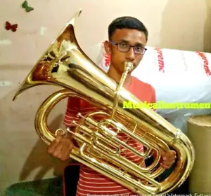 TUBA IN EB PITCH OF PURE BRASS METAL IN GOLD POLISH CUSHION CASE +FREE SHIPPING - Picture 1 of 16