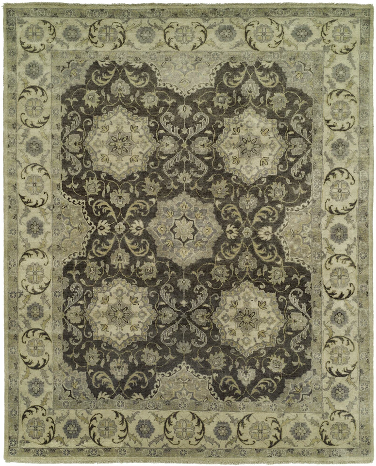 Kalaty Black Bulbs Scrolls Vines Traditional-European Area Rug Floral AT-390 - Image 1 of 1