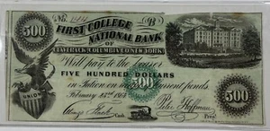 Exonumia $500 First College National Bank of Claverack (#1598) Columbia Co., NY - Picture 1 of 2