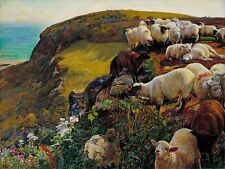 Affiche de décoration. Moutons égarés par William Hunt peinture d'art. Décor mural.11334