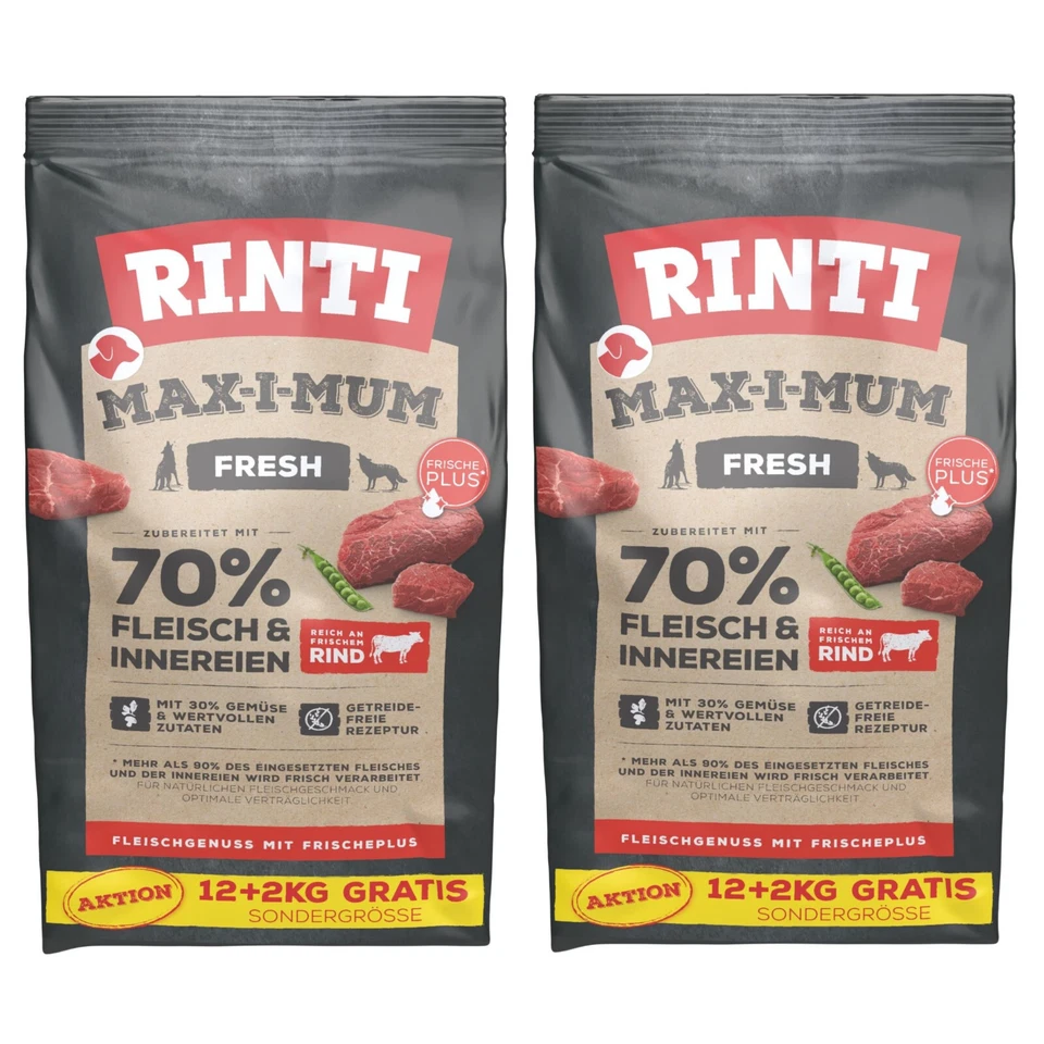 Rinti Max-i-Mum Rind 2 x 12+2 kg - AKTION - getreidefreies Hundefutter - Bild 1 von 1