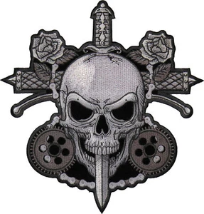 Skull and Roses Patch- 9.6x10 inch - PL7861 - Picture 1 of 4