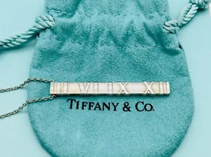 TIFFANY & CO. Necklace Atlas Bar Long Sterling Silver 18” H-49 - Picture 1 of 6