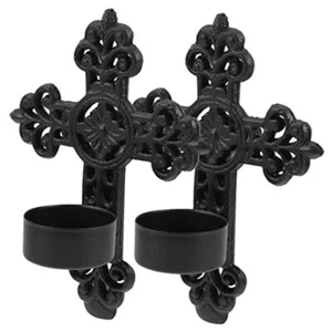 Vintage Decor Vintage Decor 2pcs Cross Wall Sconce Candle Holder Wall Mounted - Picture 1 of 8
