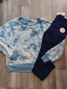 NWT Justice Girls Outfit Plush Tie Dye Sweatshirt/Fleece Leggings Size 12  (10) - Picture 1 of 2