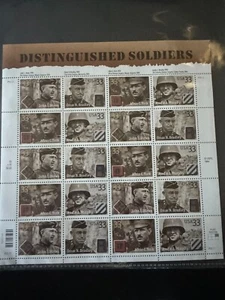 Panel de 20 estampillas de soldados distinguidos de Scott #3393-3396 33¢ (2000) - Imagen 1 de 2