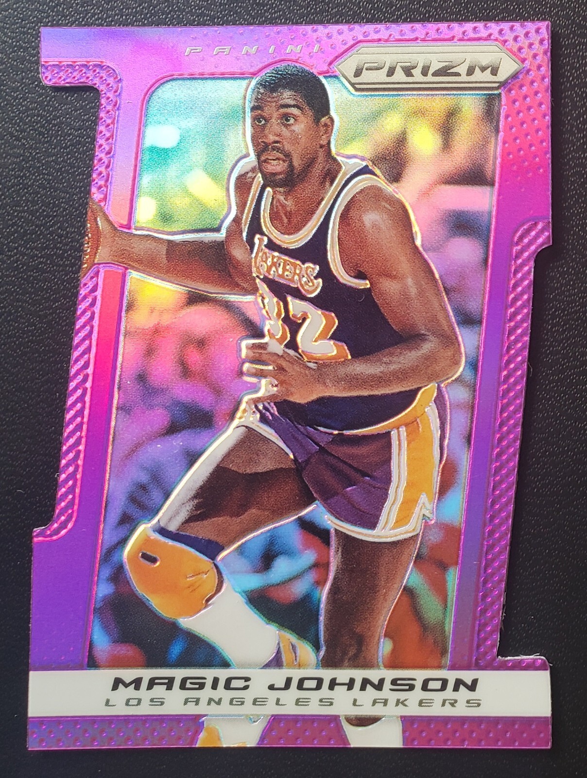2013-14 Panini Prizm * Lakers MAGIC JOHNSON DIE-CUT PURPLE PRIZM PARALLEL /49