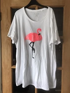 Simply Be Flamingo Sequin T Shirt Size 20 - Picture 1 of 4