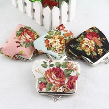 Women Small Wallet Bags Retro Flower Coin Change Purse Canvas Hasp Clutch Wallet