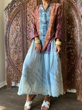 Boho Hippy Gypsy Tunic Top TASSELS, MIX Match , Embroidered Maxi Skirt 2Pc Set 