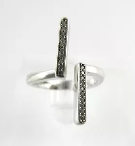 Milor Italy Sterling Silver White Topaz Bypass Ring 925 Size 5.5 3g - Picture 1 of 13