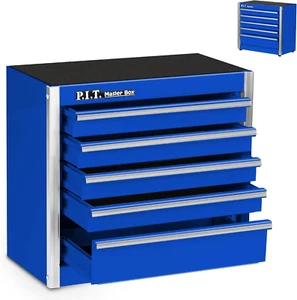Portable 5-Drawer Micro Roll Cab Steel Stackable Tool Box with Liner, Blue Small - Picture 1 of 12