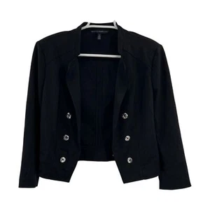 BHWM black cropped blazer military retro style 90s casual concert office 14 - Picture 1 of 10