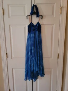 Girl Costume Gallery Blue Velour Bodice Flowy Lyrical Dress Water Size XLC - Picture 1 of 4