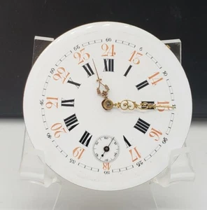 Swiss watch movement RUNS 54mm NICE fancy GLASS ENAMEL dial open face RUNS -ct - Picture 1 of 2