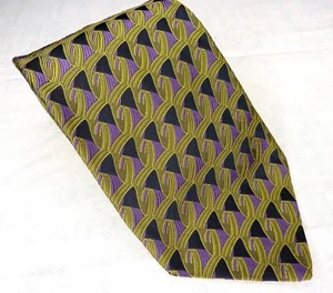 "Ermenegildo Zegna Krawatte lila schwarz grün geometrisch 100 % Seide Made Italy 58""x4" - Bild 1 von 6