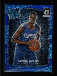 JAWUN EVANS 2017/18 DONRUSS OPTIC #162 RATED ROOKIE BLUE FASTBREAK #50/50 AX1693