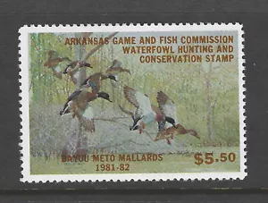 Bigjake: #AR-1, $5,50 Mallards, sello de pato de Arkansas 1981 - Imagen 1 de 2