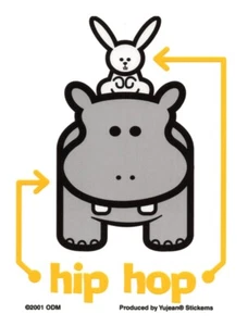 HIP HOP HIPPO & BUNNY DJ MUSIK VINYL AUFKLEBER/AUFKLEBER - Bild 1 von 1