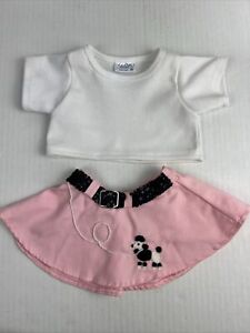 Tenue vêtements en peluche rose pour femmes Build a Bear chemise blanche jupe caniche rose