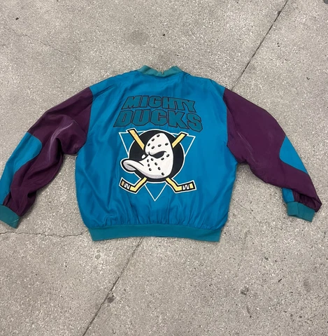 Rare Vintage 90s 80s NHL Mighty Ducks Bomber  Hockey Jacket Track Jacket Mens L Cover