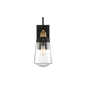 Savoy House Macauley 1Lt 14" Outdoor Wall Lantern, Black/Brass - 5-2066-51 - Picture 1 of 1