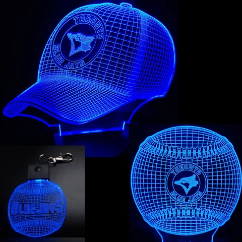 Toronto Blue Jays 2 Patterns in 1-3D Baseball Cap & Ball + Key Chain Light Cover