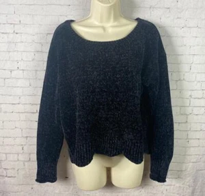 Suéter de punto grande para mujer By Design negro corto terciopelo suave (J39) - Imagen 1 de 6