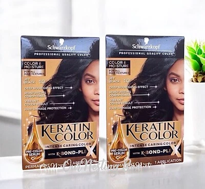 2 Schwarzkopf Keratin Color~Permanente~Todas las texturas del cabello~Jet Black 1 Foto 1 de 2