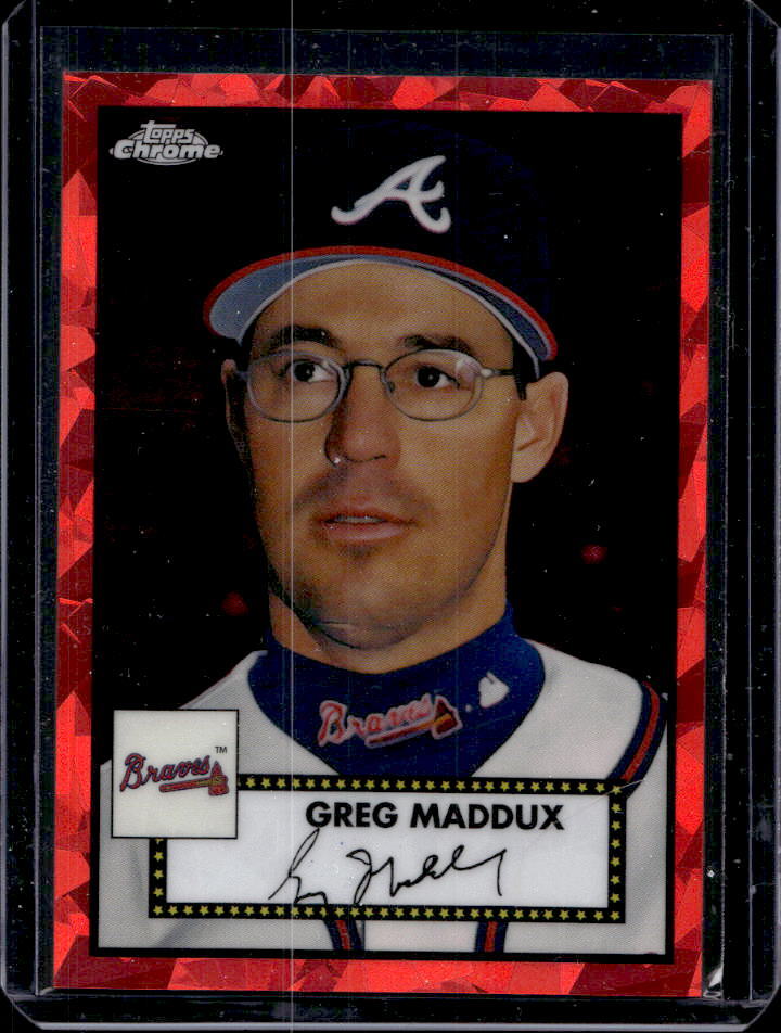 2021 Topps Chrome Platinum Anniversary Greg Maddux Red Atomic Refractor #044/100