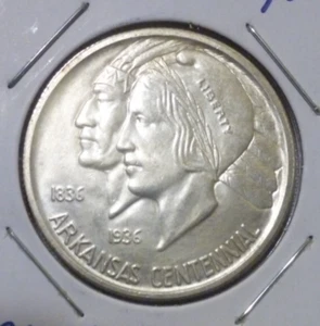 1937-S ARKANSAS CENTENNIAL, SILVER COMMEMORATIVE HALF DOLLAR - Picture 1 of 15
